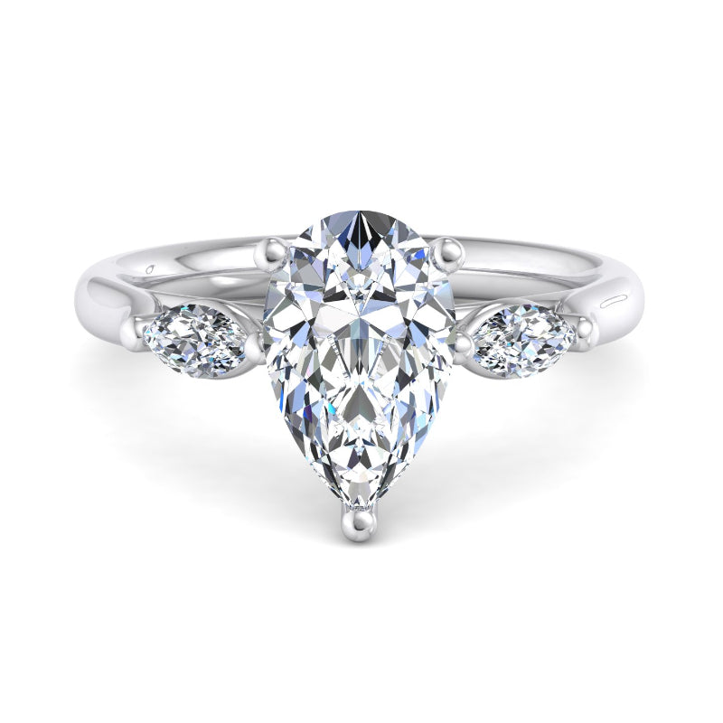 Classic Pear-Cut Center with Side Accents Lab Grown Diamond Center Engagement Ring