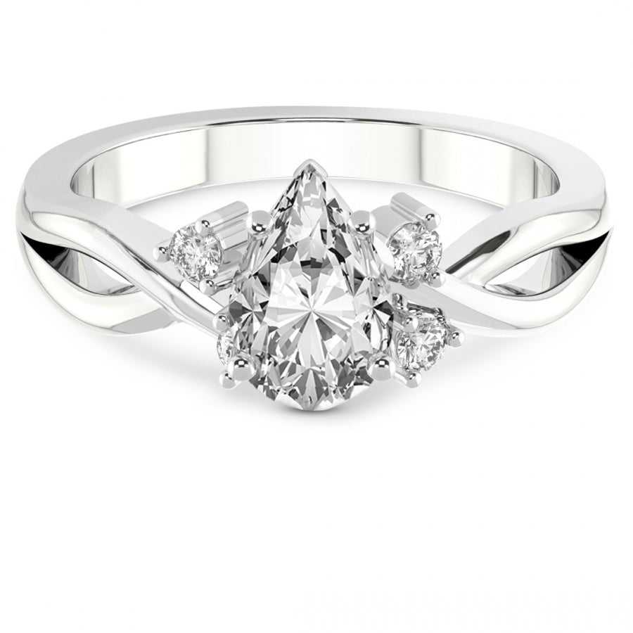 Twist Band Radiance pear Lab Grown Diamond Center Engagement Ring