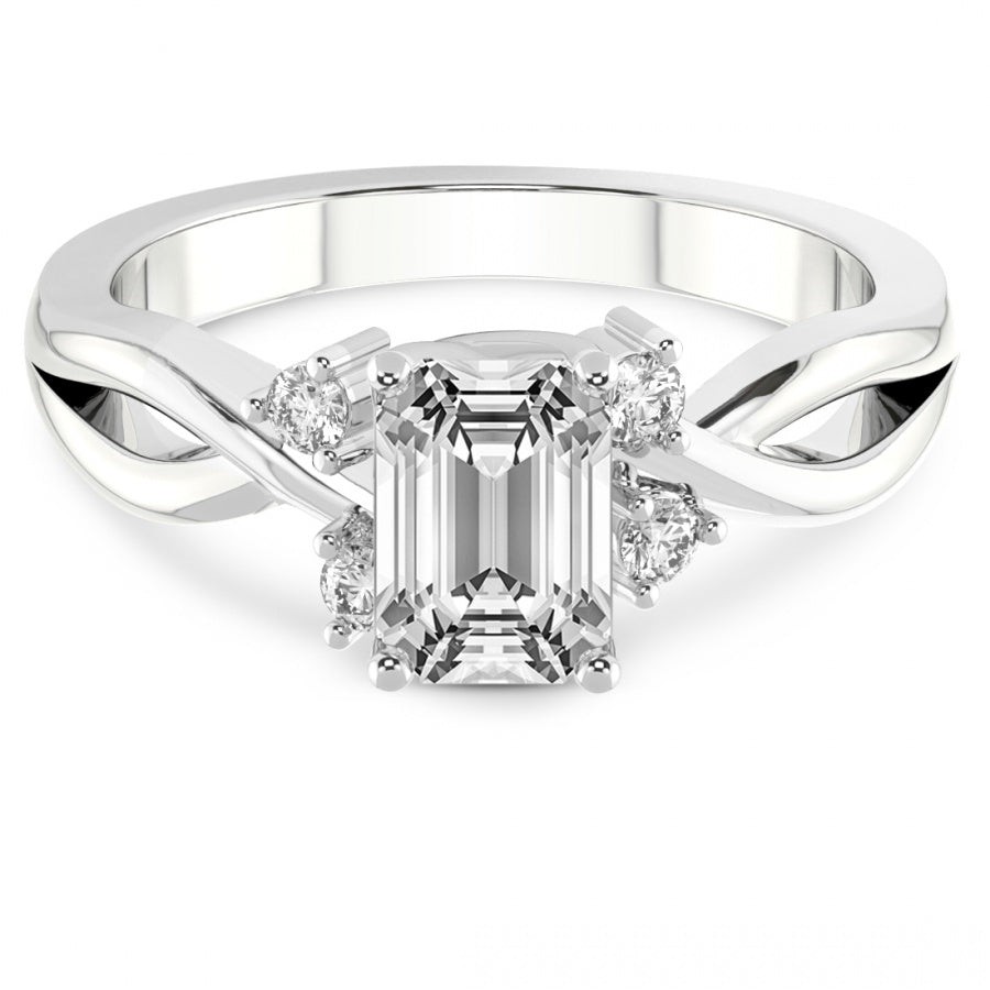 Twist Band Radiance emerald Lab Grown Diamond Center Engagement Ring