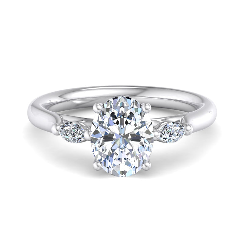 Classic Oval-Cut Center with Side Accents Lab Grown Diamond Center Engagement Ring
