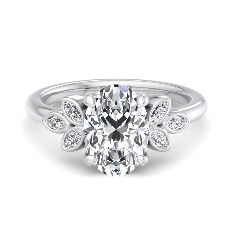 Floral Radiance Oval Lab Grown Diamond Center Engagement Ring