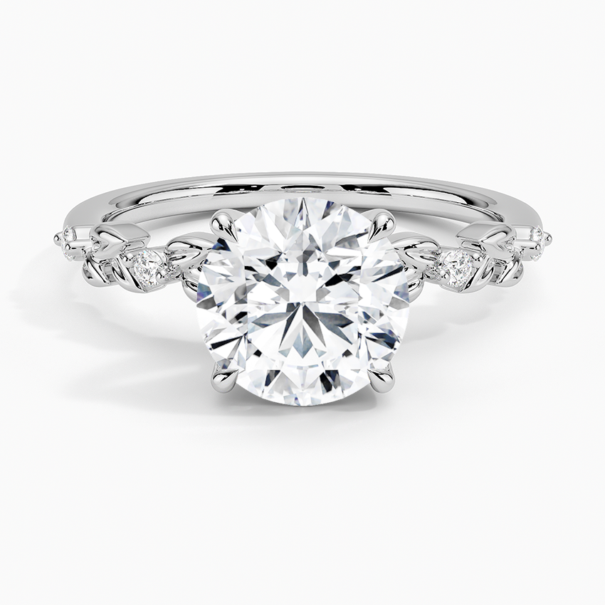 Vine Bloom Milgrain Round Lab Grown Diamond Center Engagement Ring