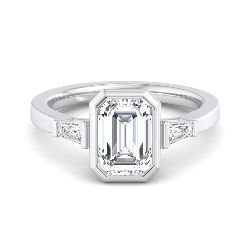 Timeless Bezel-Set Emerald Lab Grown Diamond Center Engagement Ring
