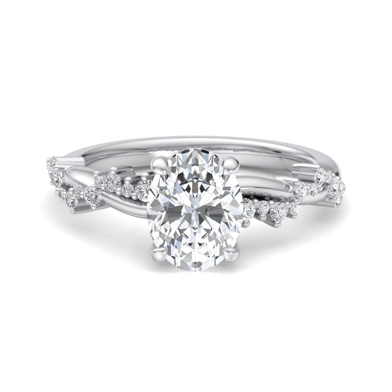Classic Sparkle Pavé Oval Lab Grown Diamond Center Engagement Ring