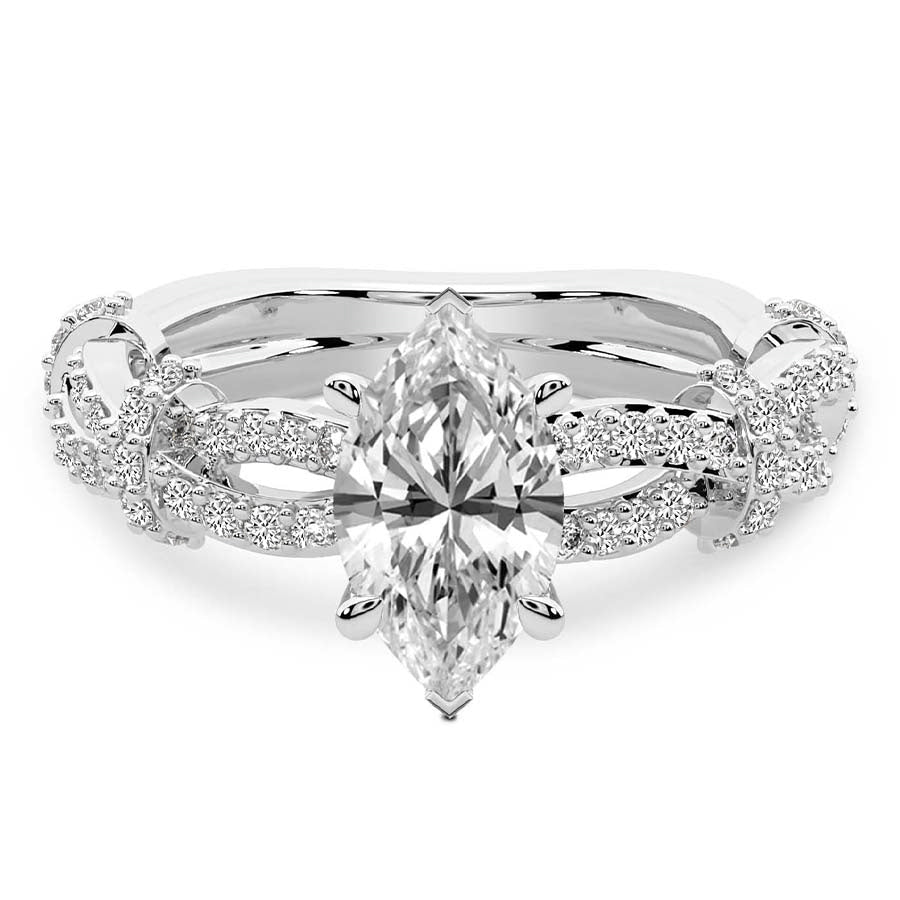 Twisted Brilliance Dual-Tone marquise Lab Grown Diamond Center Engagement Ring