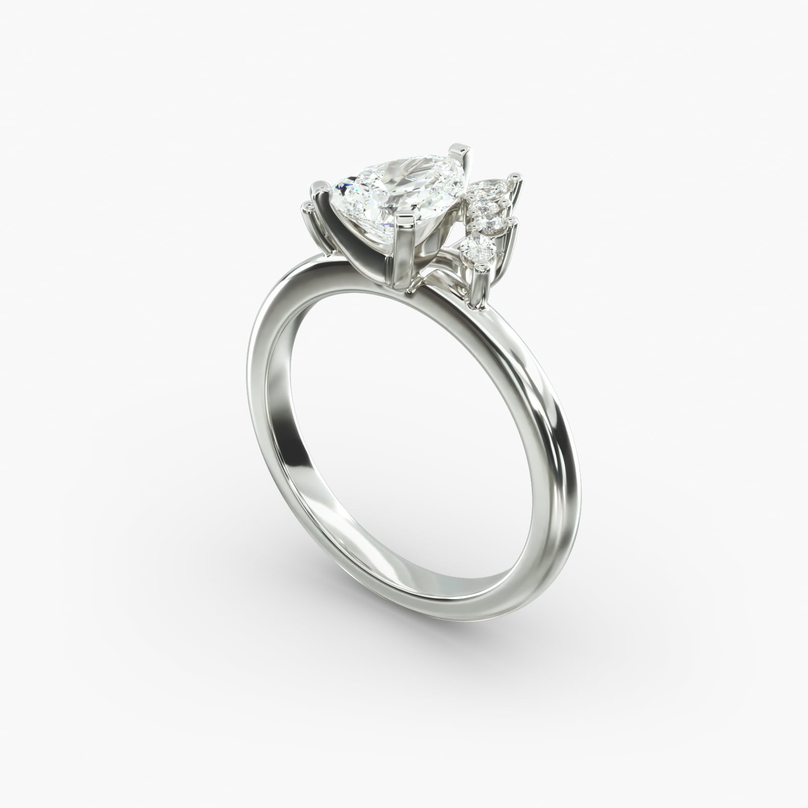 Crown Bloom Halo Pear Lab Grown Diamond Center Engagement Ring