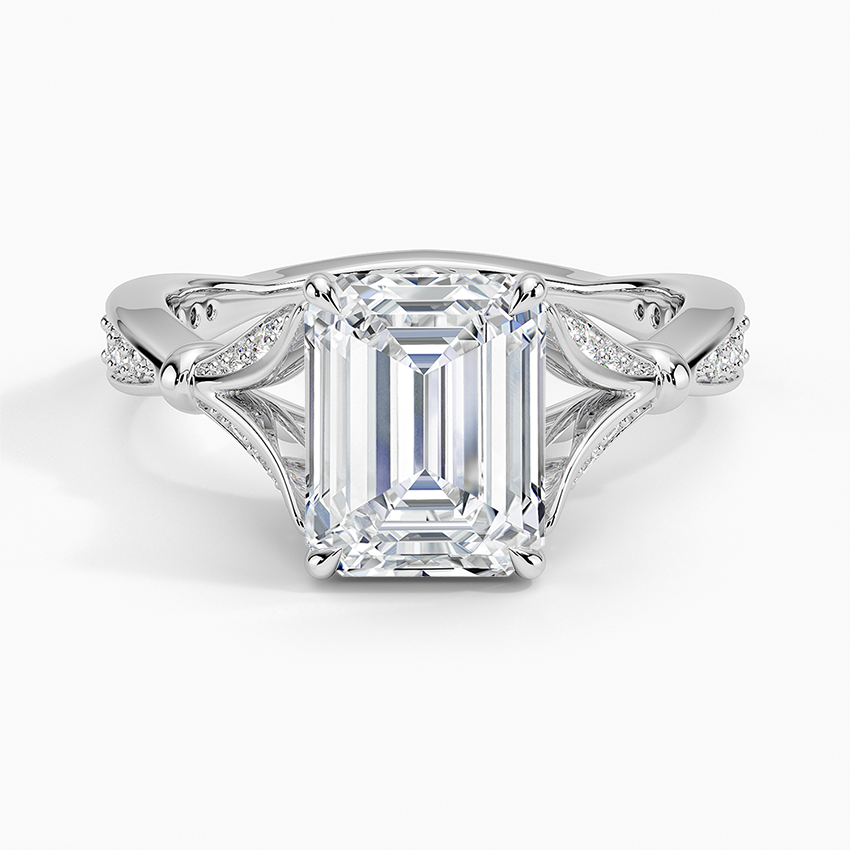 Leaf Embrace Split-Shank Emerald Lab Grown Diamond Center Engagement Ring