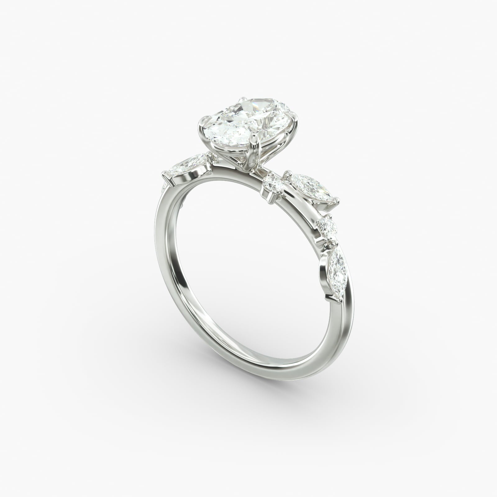 Symphony of Light Floral Oval Lab Grown Diamond Center Engagement Ring