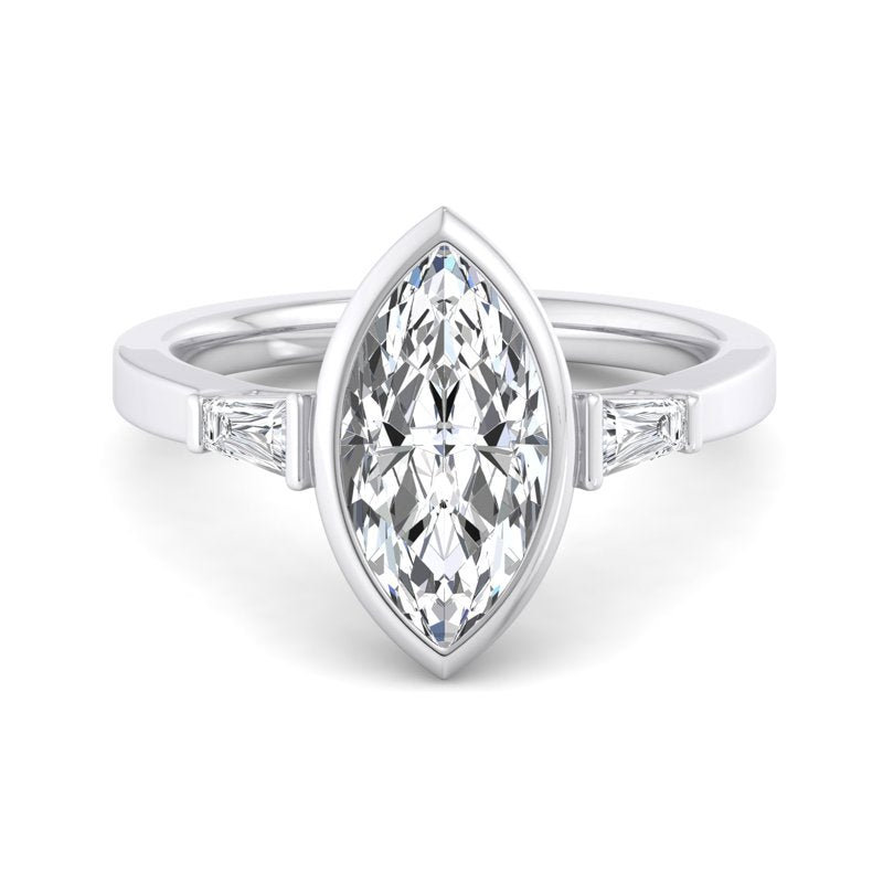 Timeless Bezel-Set Marquise Lab Grown Diamond Center Engagement Ring