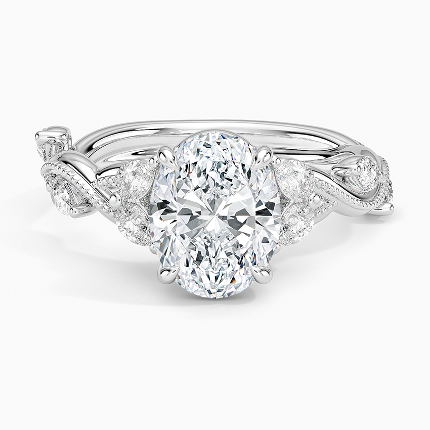 Vine Twist Milgrain Oval Lab Grown Diamond Center Engagement Ring