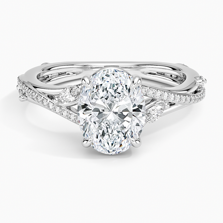 Split Vine Marquise Cluster Oval Lab Grown Diamond Center Engagement Ring