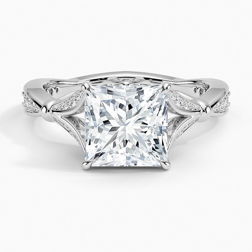 Leaf Embrace Split-Shank Princess Lab Grown Diamond Center Engagement Ring