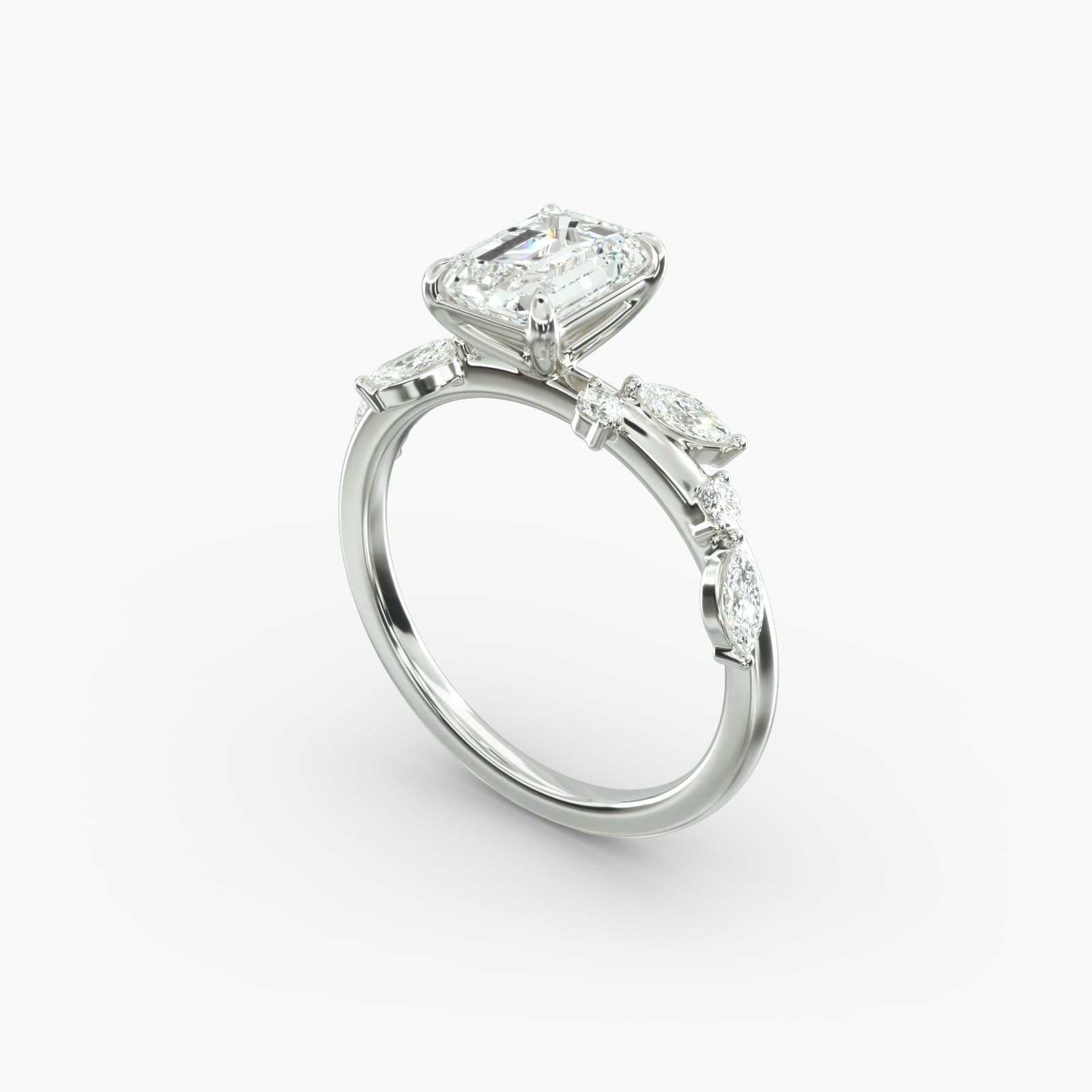 Symphony of Light Floral Emerald Lab Grown Diamond Center Engagement Ring