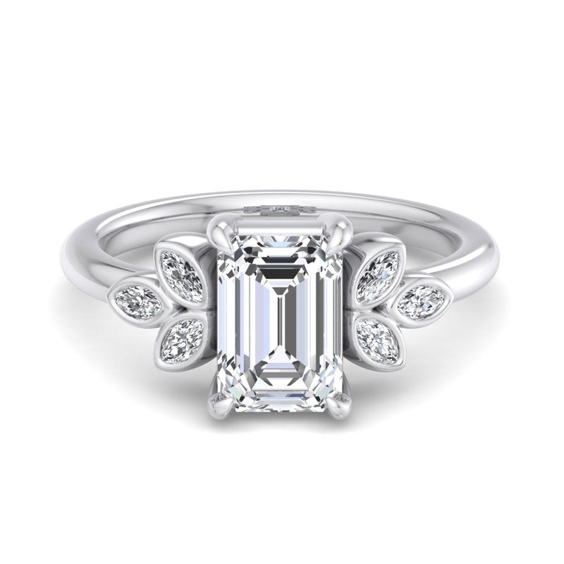 Floral Radiance Emerald Lab Grown Diamond Center Engagement Ring