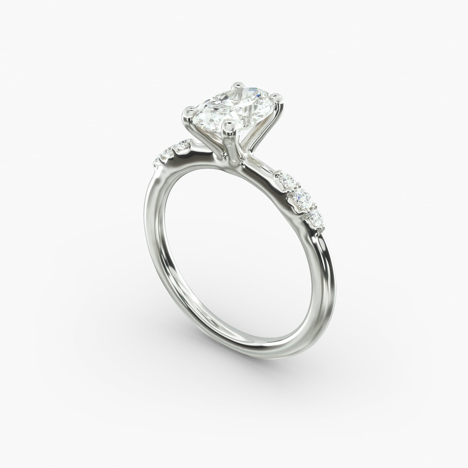 Graduated Sparkle Oval Lab Grown Diamond Center Engagement Ring