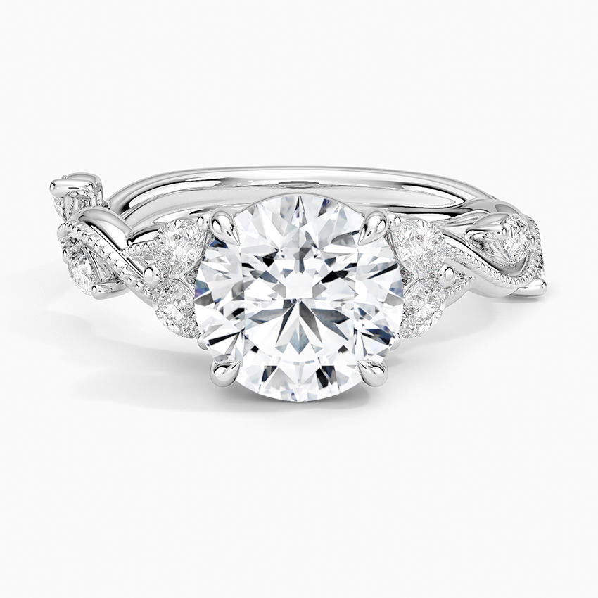 Vine Twist Milgrain Round Lab Grown Diamond Center Engagement Ring