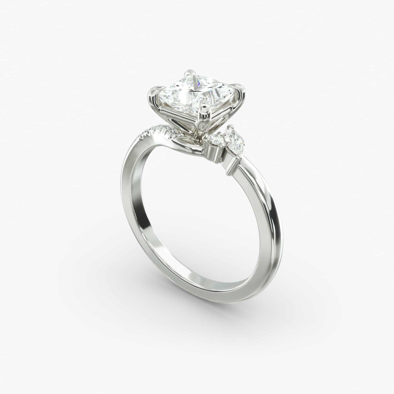 Asymmetric Elegance Princess Lab Grown Diamond Center Engagement Ring