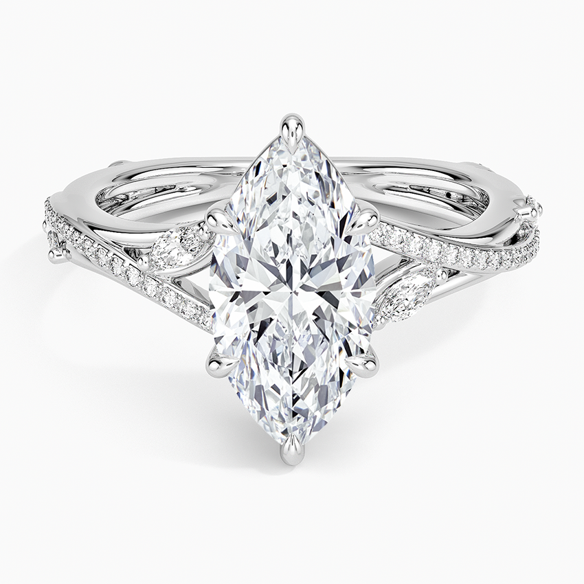 Split Vine Marquise Cluster Marquise Lab Grown Diamond Center Engagement Ring