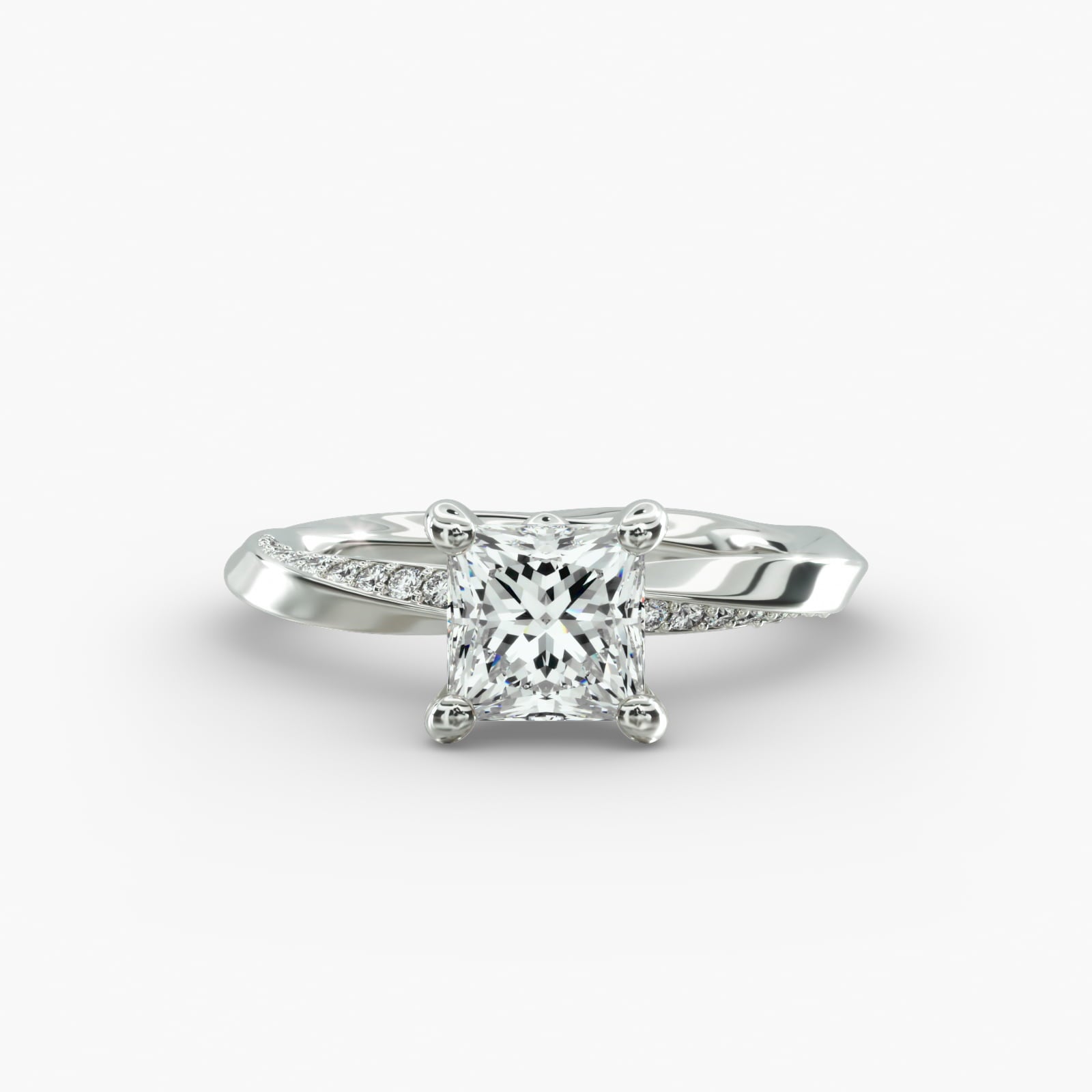 Twisted Sparkle Princess Lab Grown Diamond Center Engagement Ring