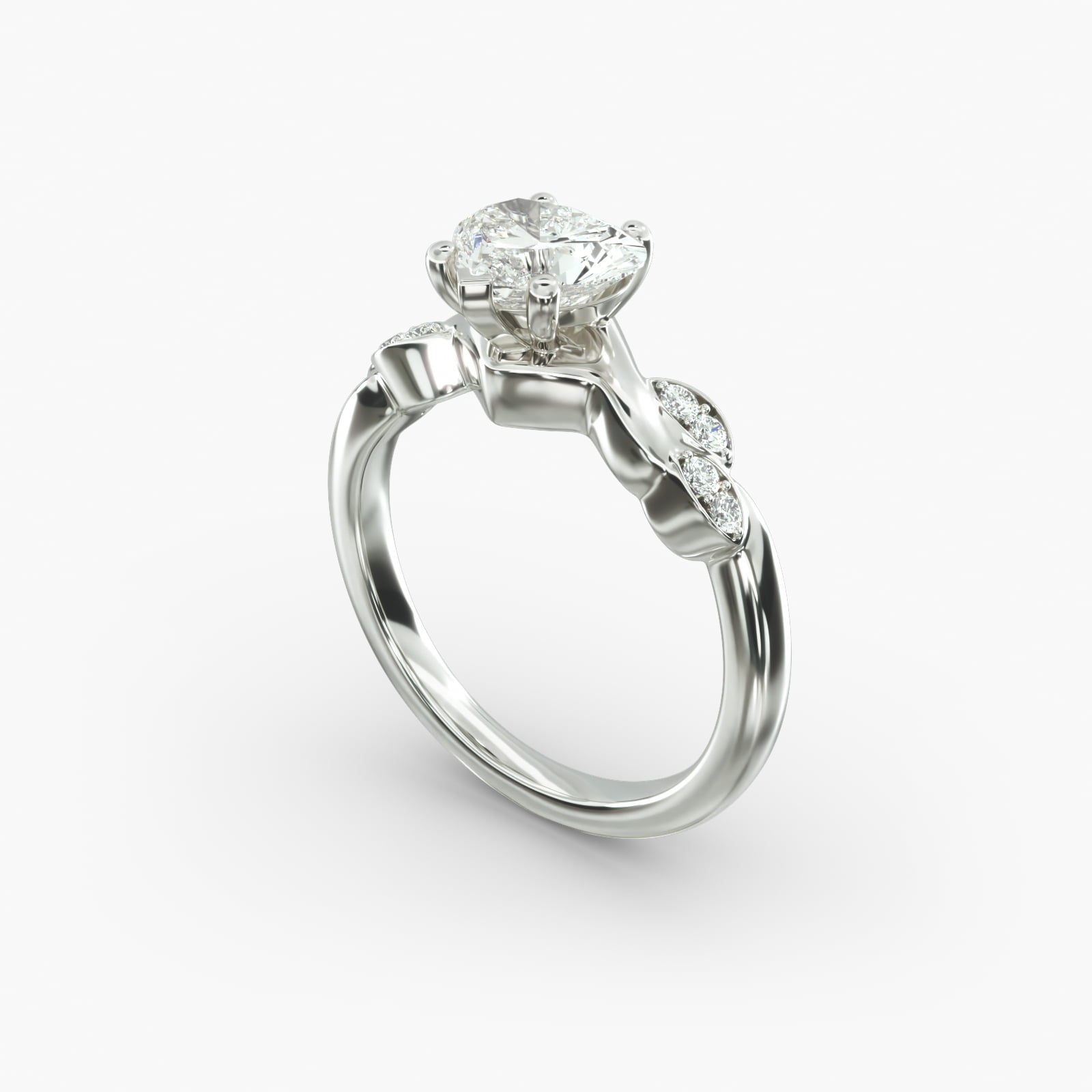 Floral Twist Cluster Heart Lab Grown Diamond Center Engagement Ring