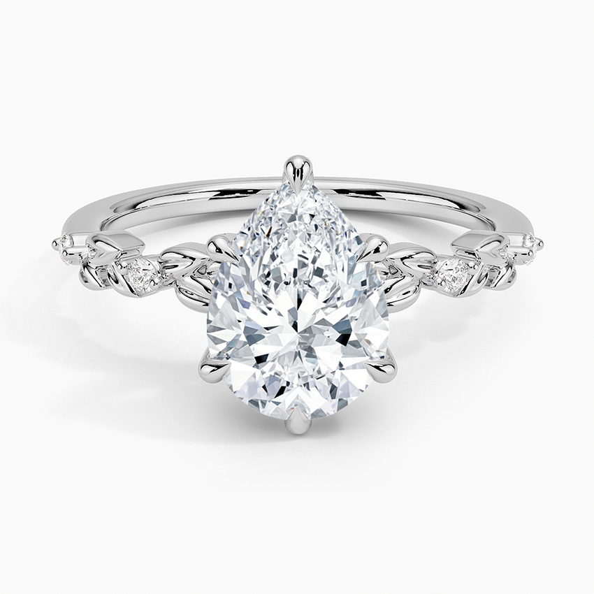 Vine Bloom Milgrain Pear Lab Grown Diamond Center Engagement Ring