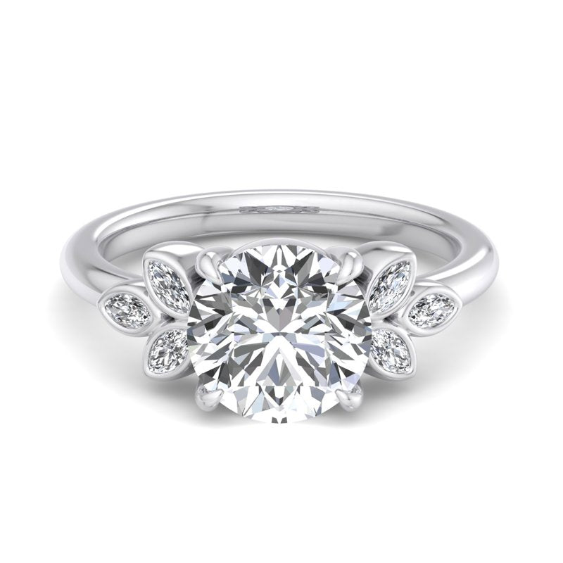 Floral Radiance Round Lab Grown Diamond Center Engagement Ring