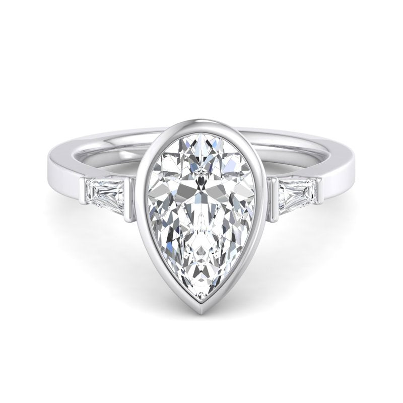 Timeless Bezel-Set Pear Lab Grown Diamond Center Engagement Ring