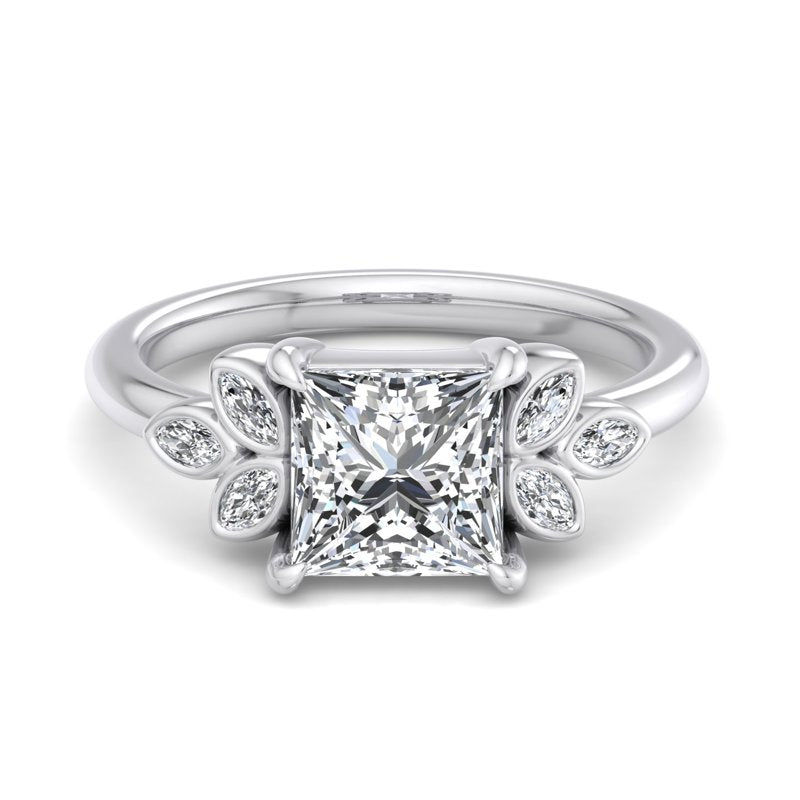 Floral Radiance Princess Lab Grown Diamond Center Engagement Ring