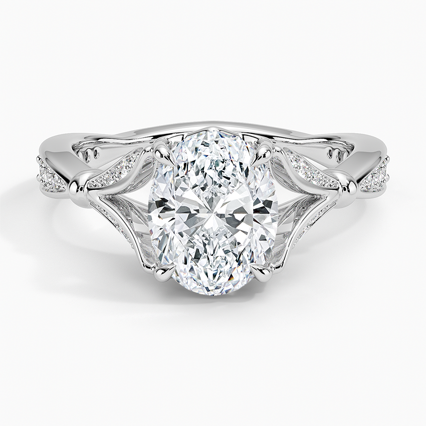 Leaf Embrace Split-Shank Oval Lab Grown Diamond Center Engagement Ring