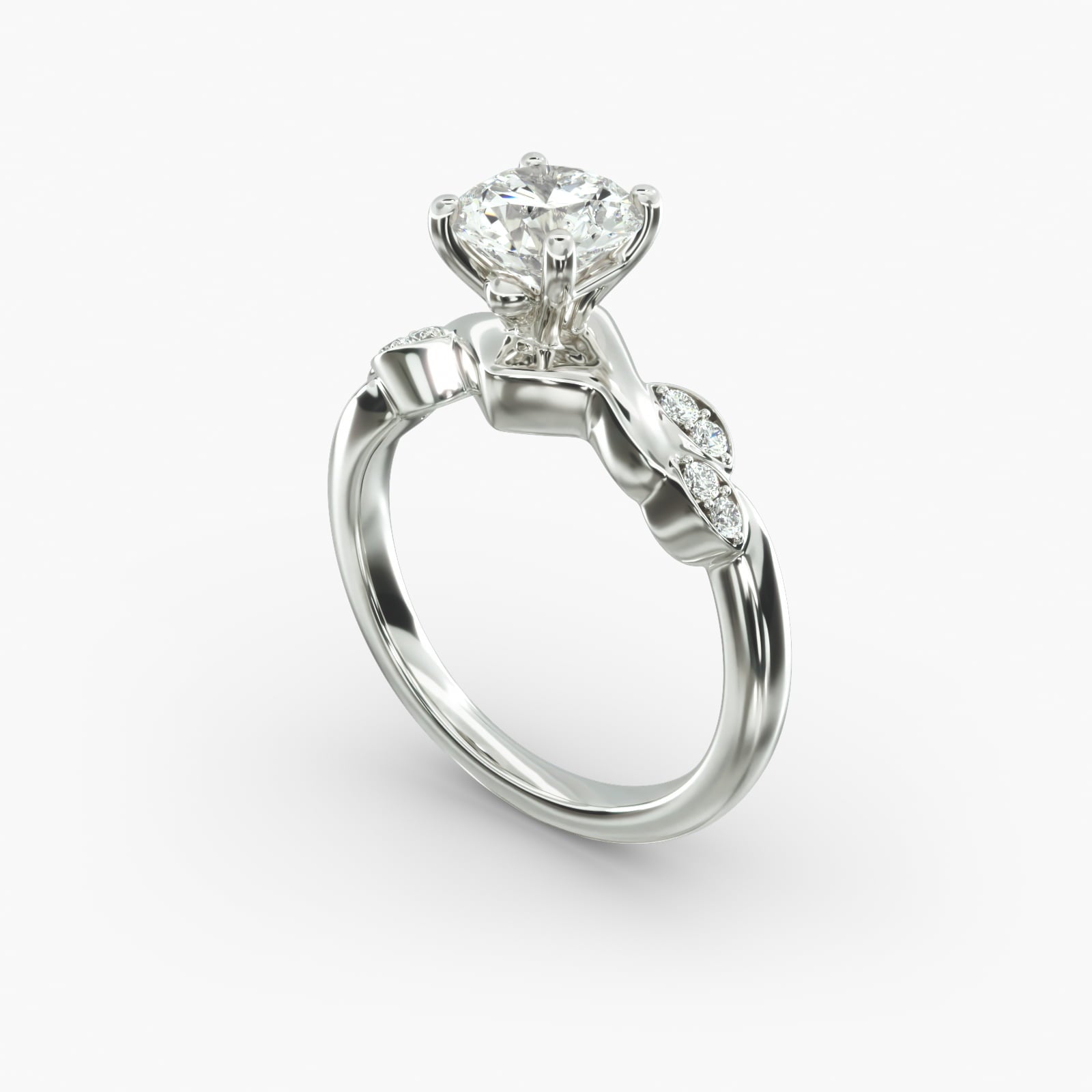Floral Twist Cluster Round Lab Grown Diamond Center Engagement Ring