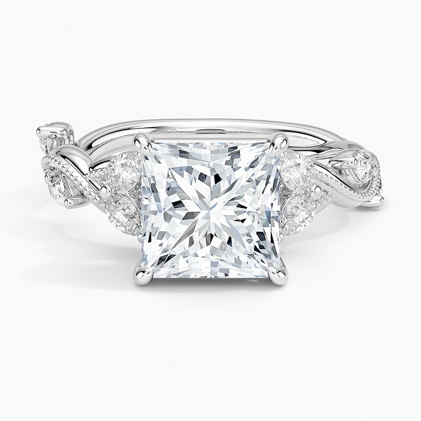 Vine Twist Milgrain Princess Lab Grown Diamond Center Engagement Ring