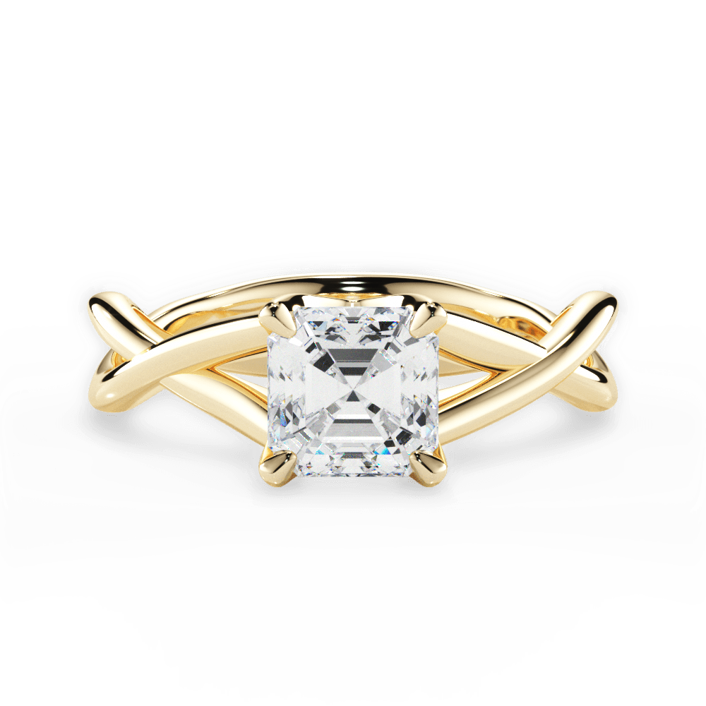 Asscher Cut Open-Twist Solitaire Engagement Ring