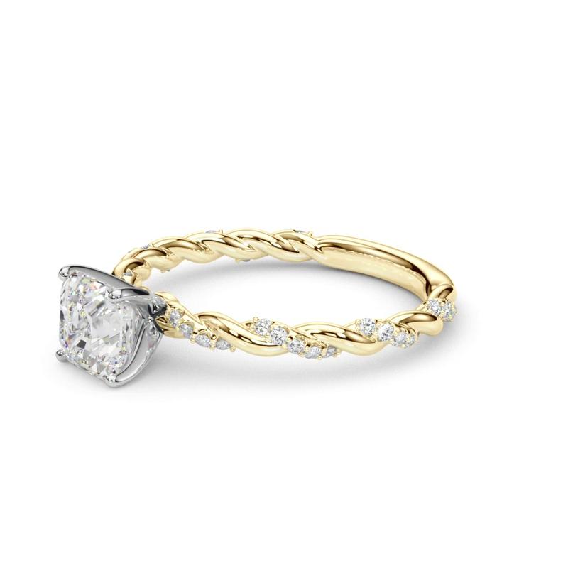 lab Diamond Asscher Twist Engagement Ring