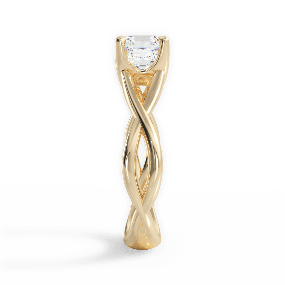 Asscher Cut Open-Twist Solitaire Engagement Ring