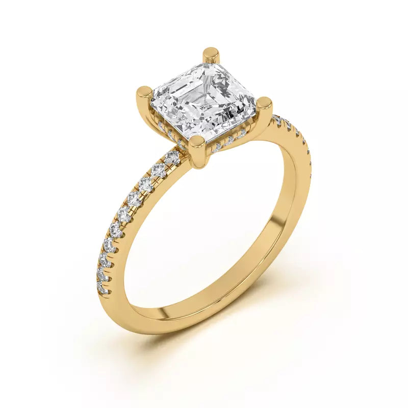 Classic Hidden Halo Pavé Asscher Engagement Ring