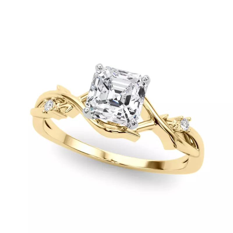Nature Inspired Asscher Engagement Ring