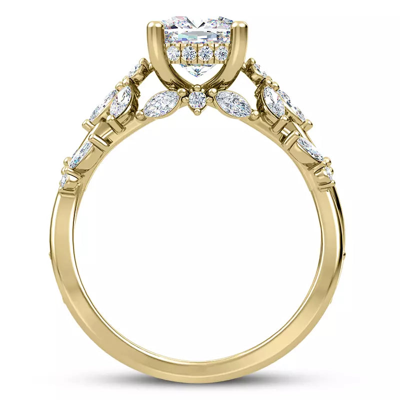 Butterfly And Bee Vine Twist Cushion Engagement Ring