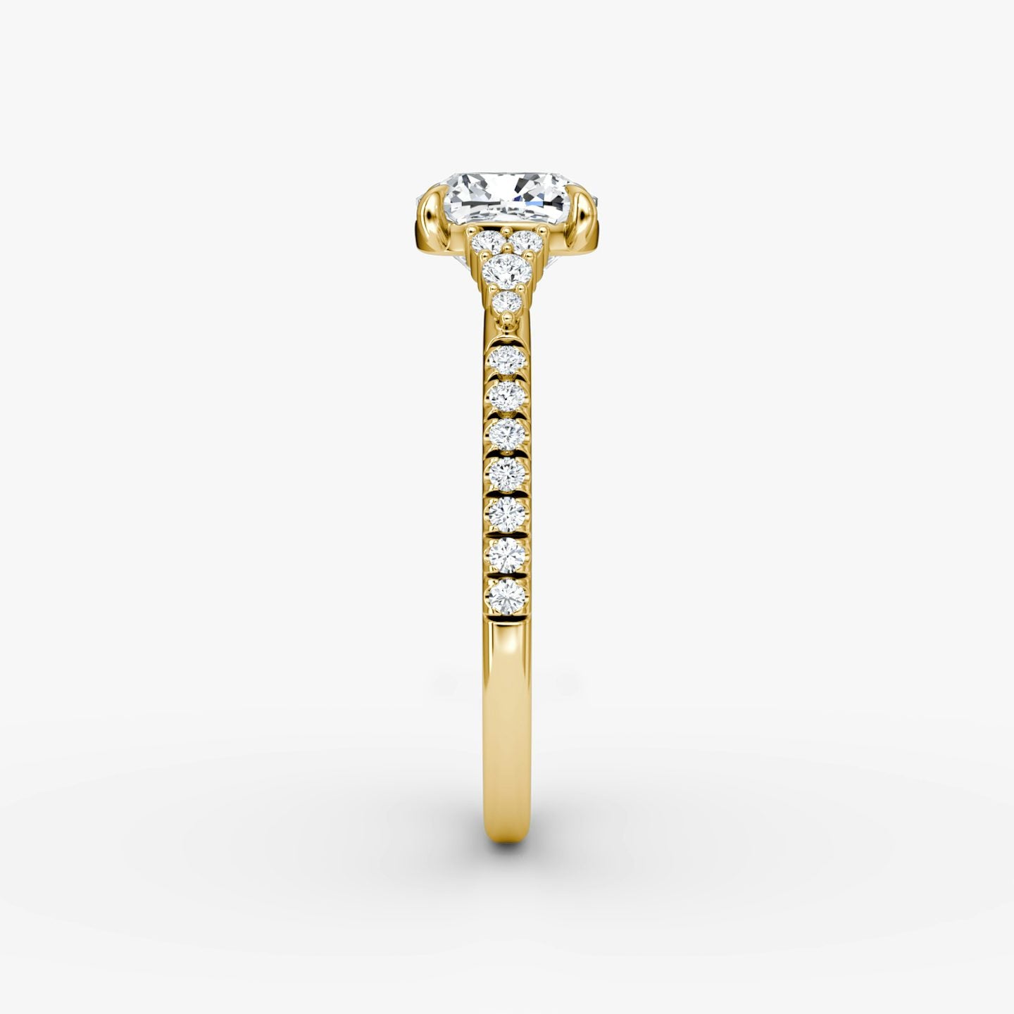 The Side Cluster Cathedral Cushion Engagement Ring