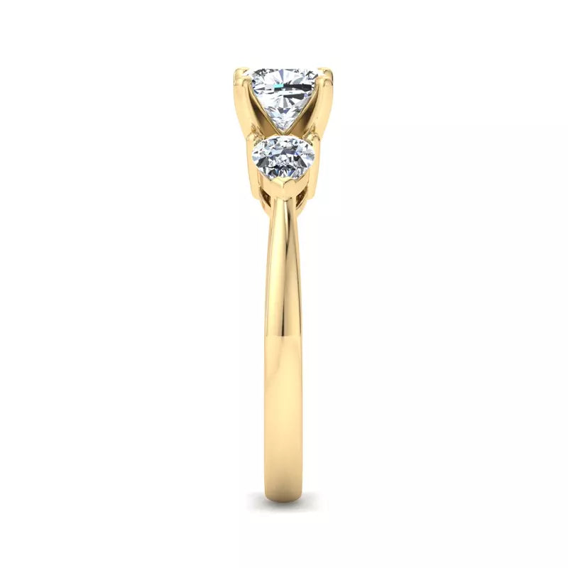 Three-Stone Lab Cushion Engagement Ring
