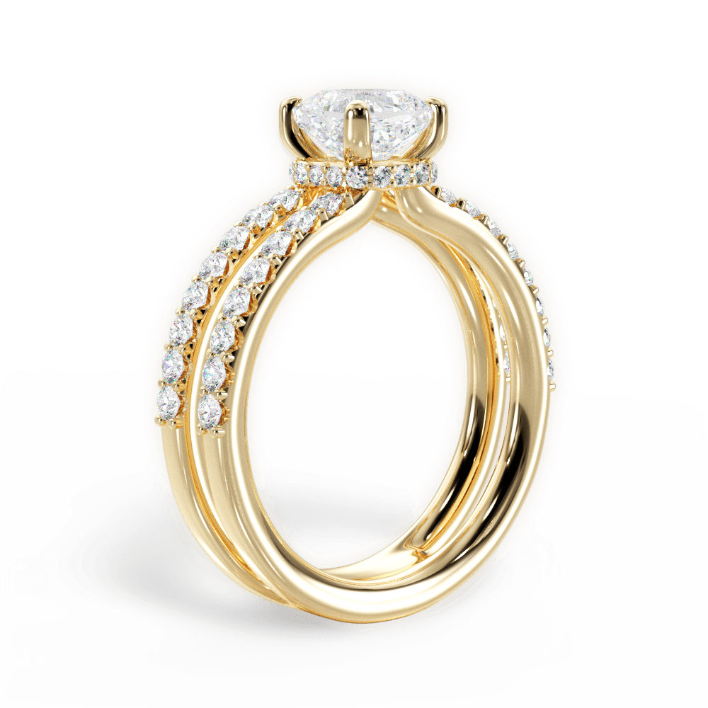 Cushion Shaped  Double Row Diamond Engagement Ring