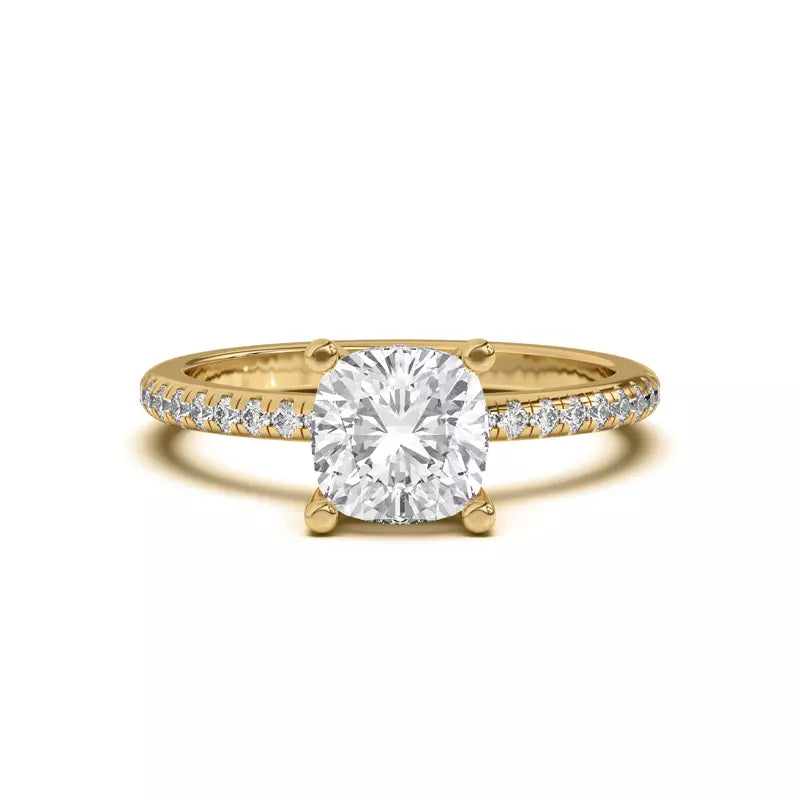 Classic Hidden Halo Pavé Cushion Engagement Ring