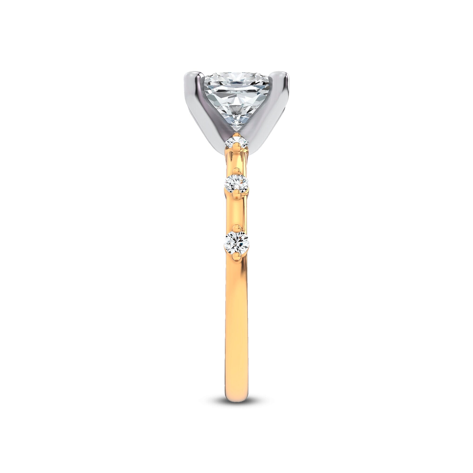 Starlight Spaced Diamond Engagement Cushion Ring