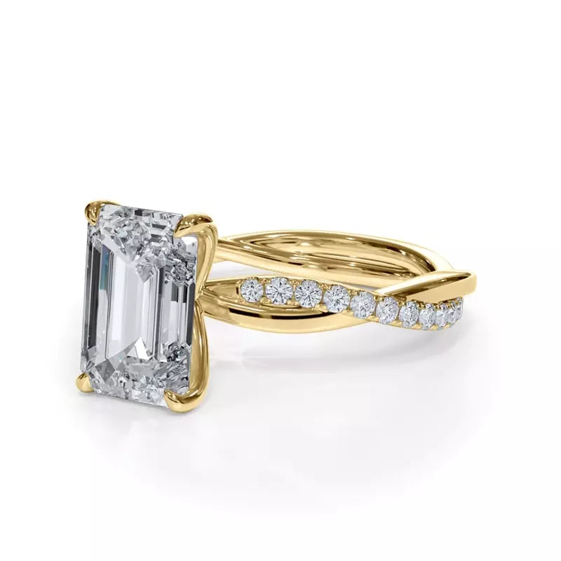 Pavé Twist Emerald Engagement Ring