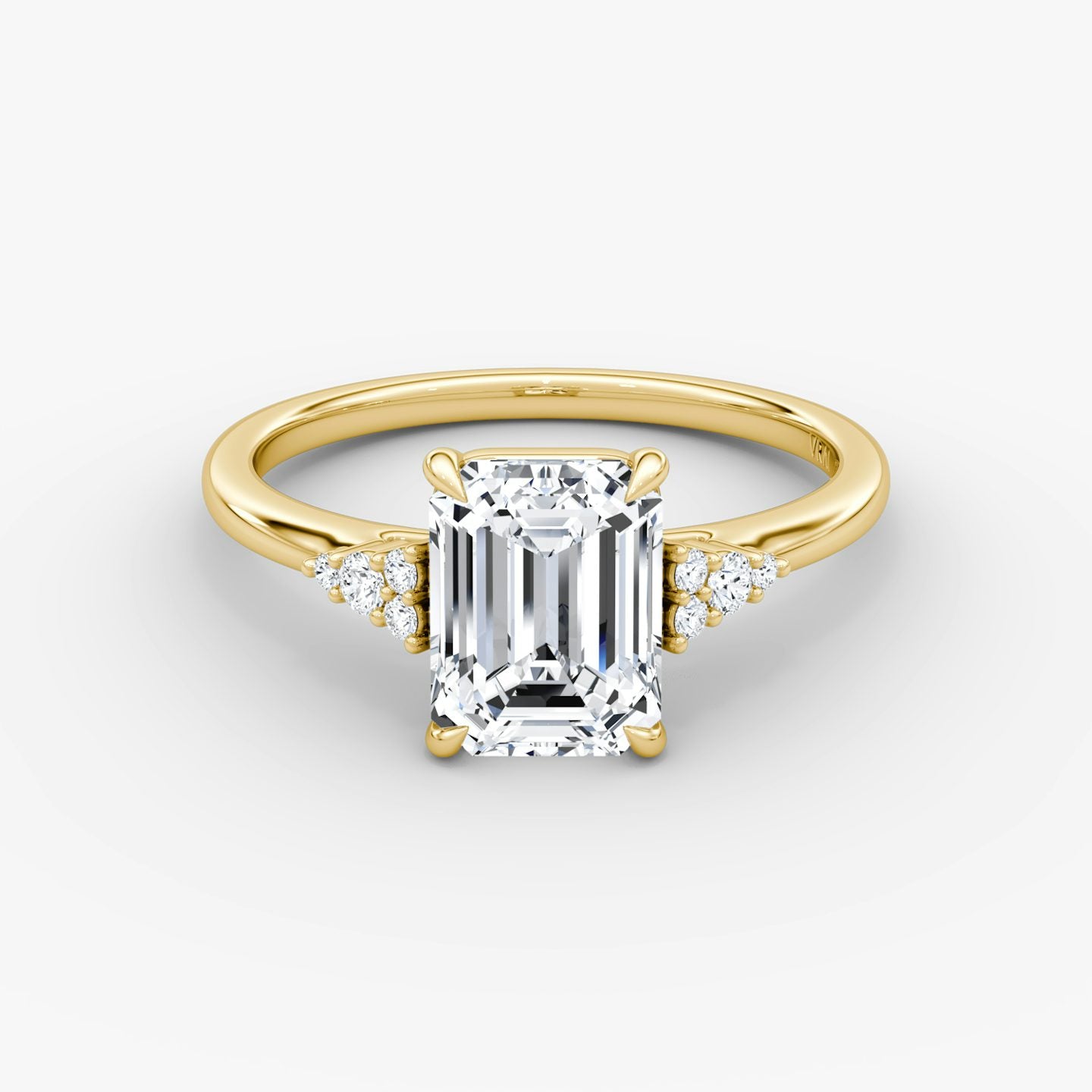 The Side Cluster Cathedral Emerald Engagement Ring