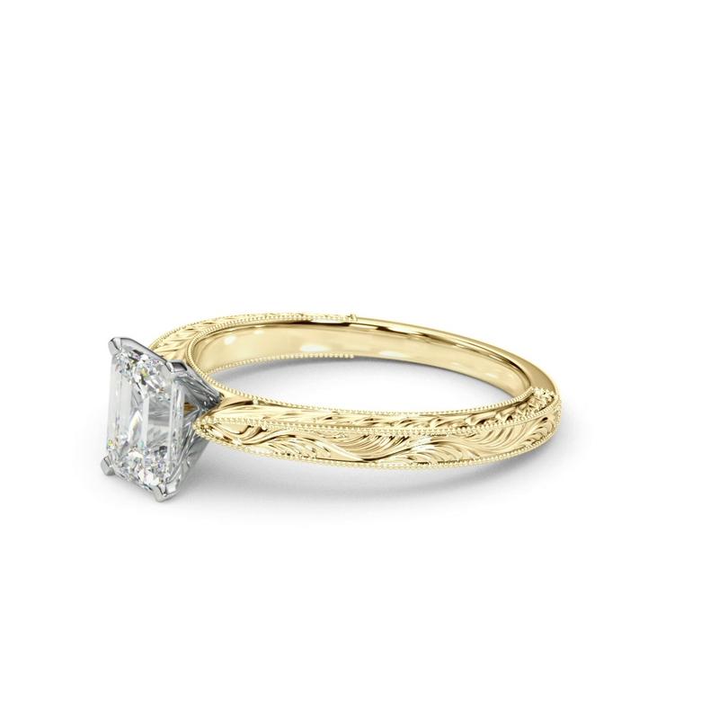Vintage-Inspired Solitaire Engagement Emerald Ring