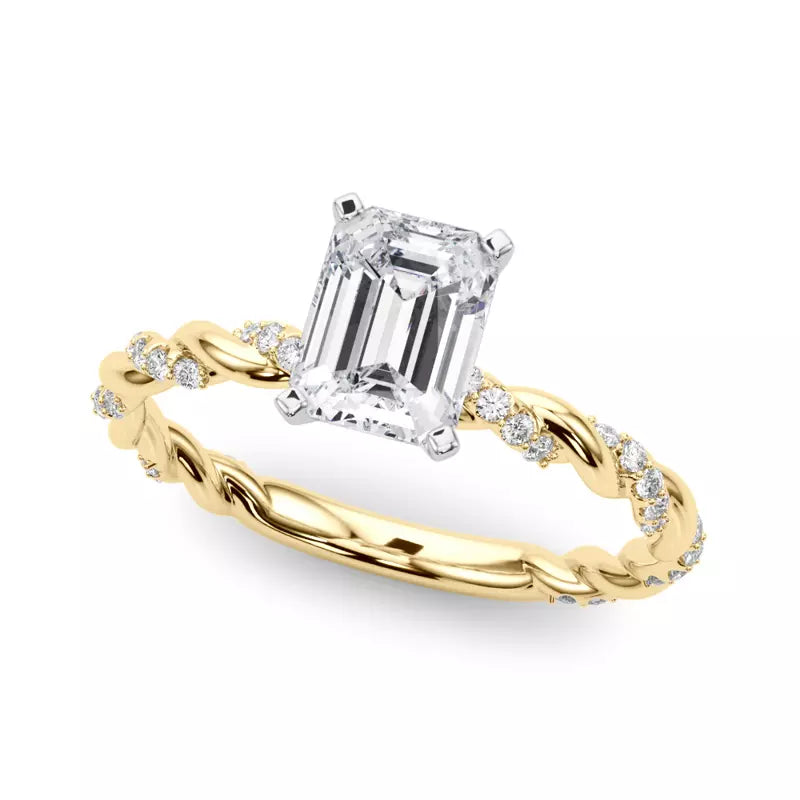 lab Diamond Emerald Twist Engagement Ring