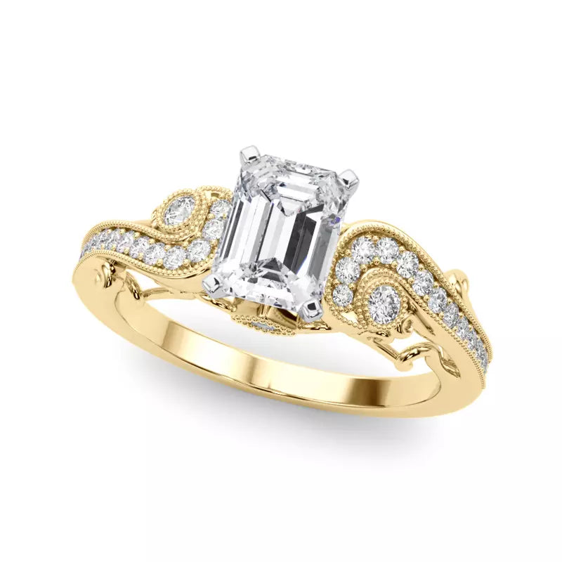 Vintage Inspired Emerald Engagement Ring