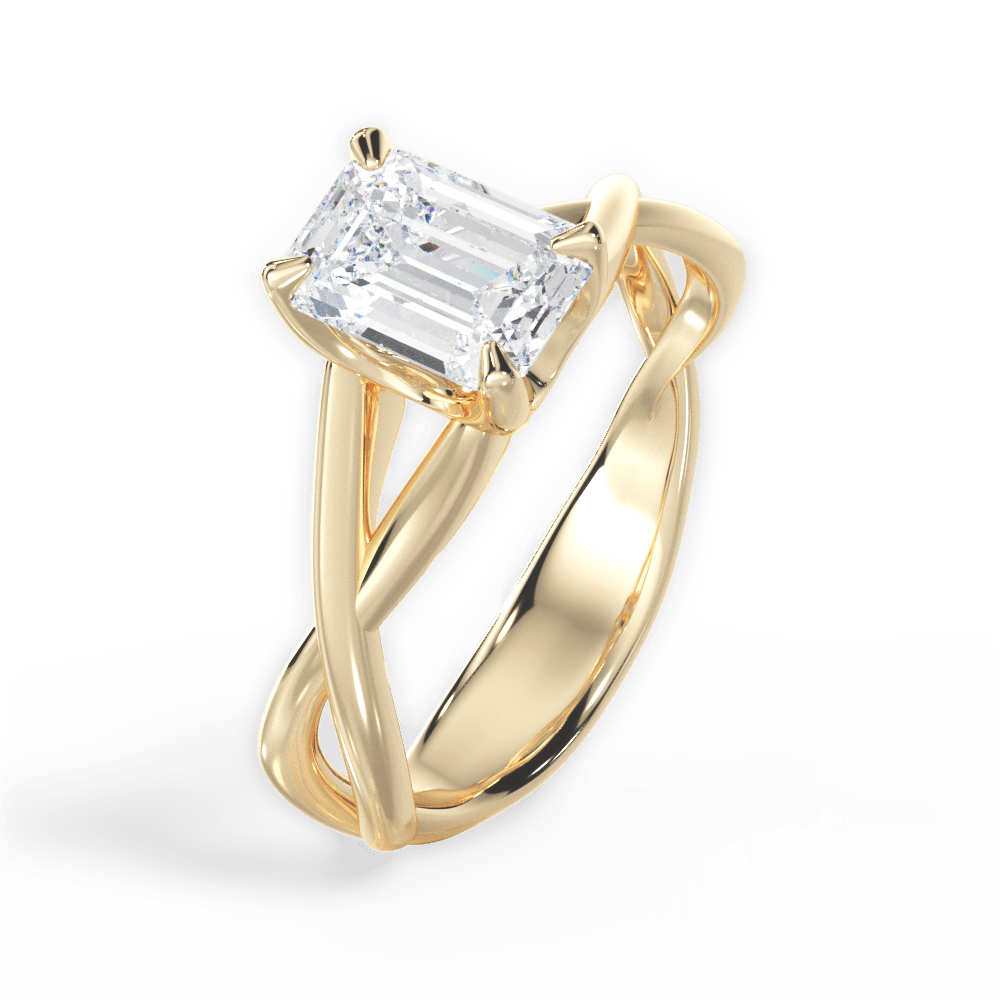 Emerald Cut Open-Twist Solitaire Engagement Ring