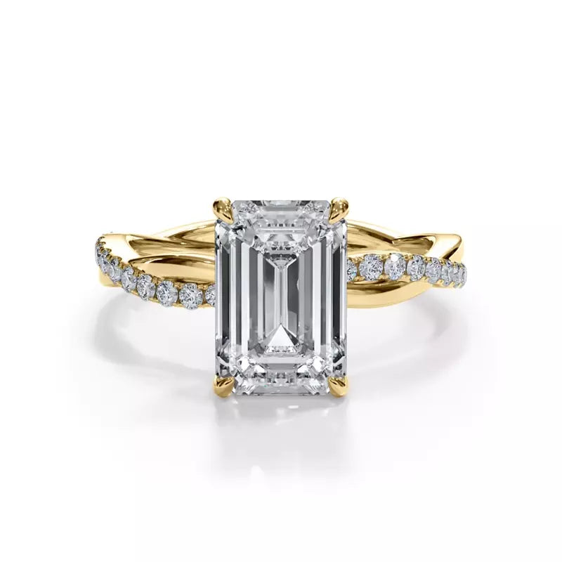 Pavé Twist Emerald Engagement Ring
