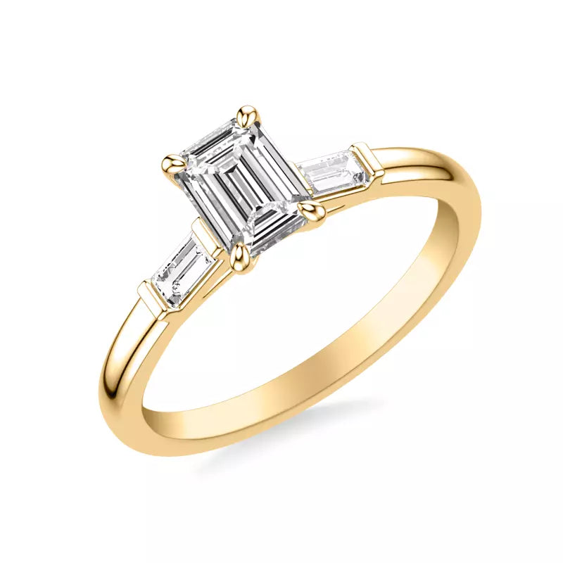 Classic 3-Stone Engagement Emerald Ring
